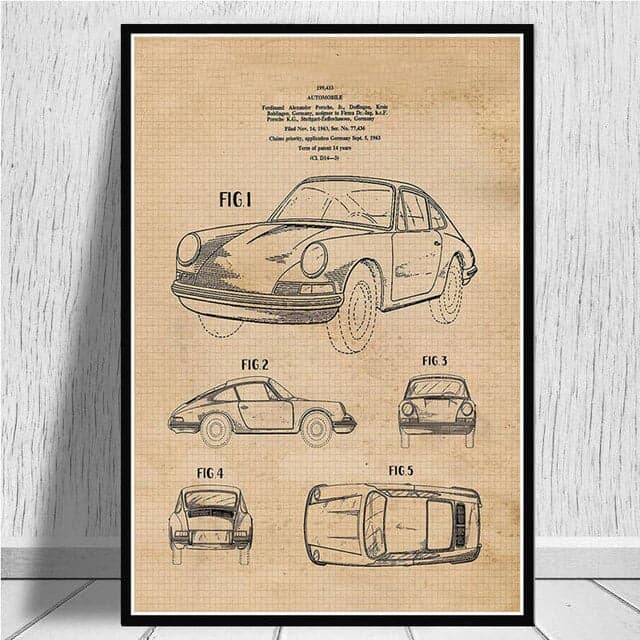Cuadro Coche Porsche Vintage