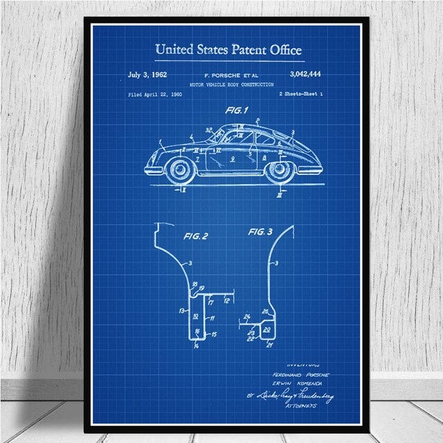 Cuadro Coche Porsche 911 Retro