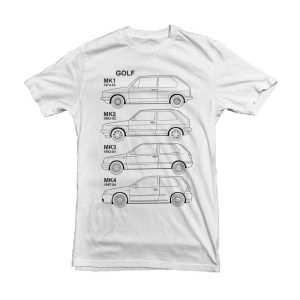 Camisetas Vw Evolución Del Golf Gti