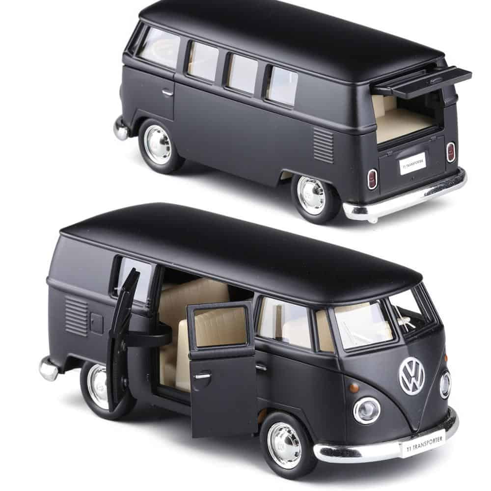 Coches Miniatura Vw T1 Negro Mate (1:36)